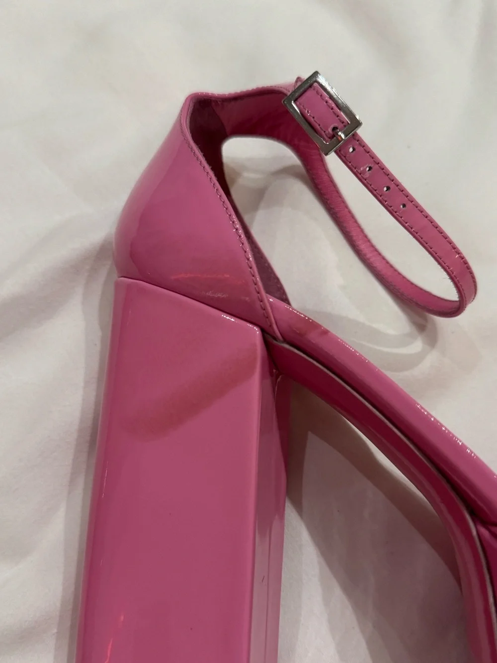 Paris Texas Tatiana Platform Sandals in Flamingo Pink Patent